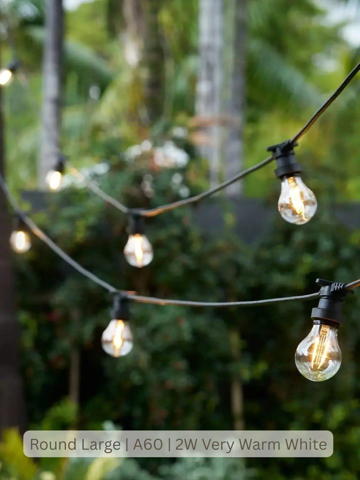 round large festoon lights outdoor