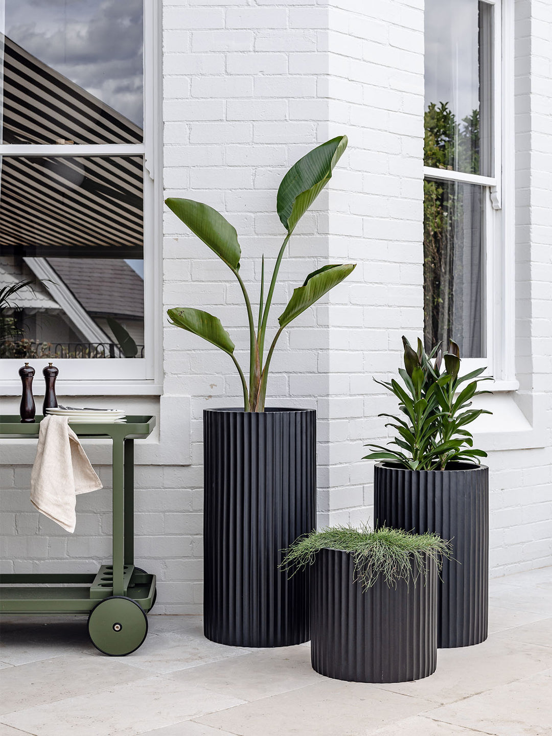 outdoor-pot-charcoal-trove-collective-balcony-garden-ribbed-loob-trio