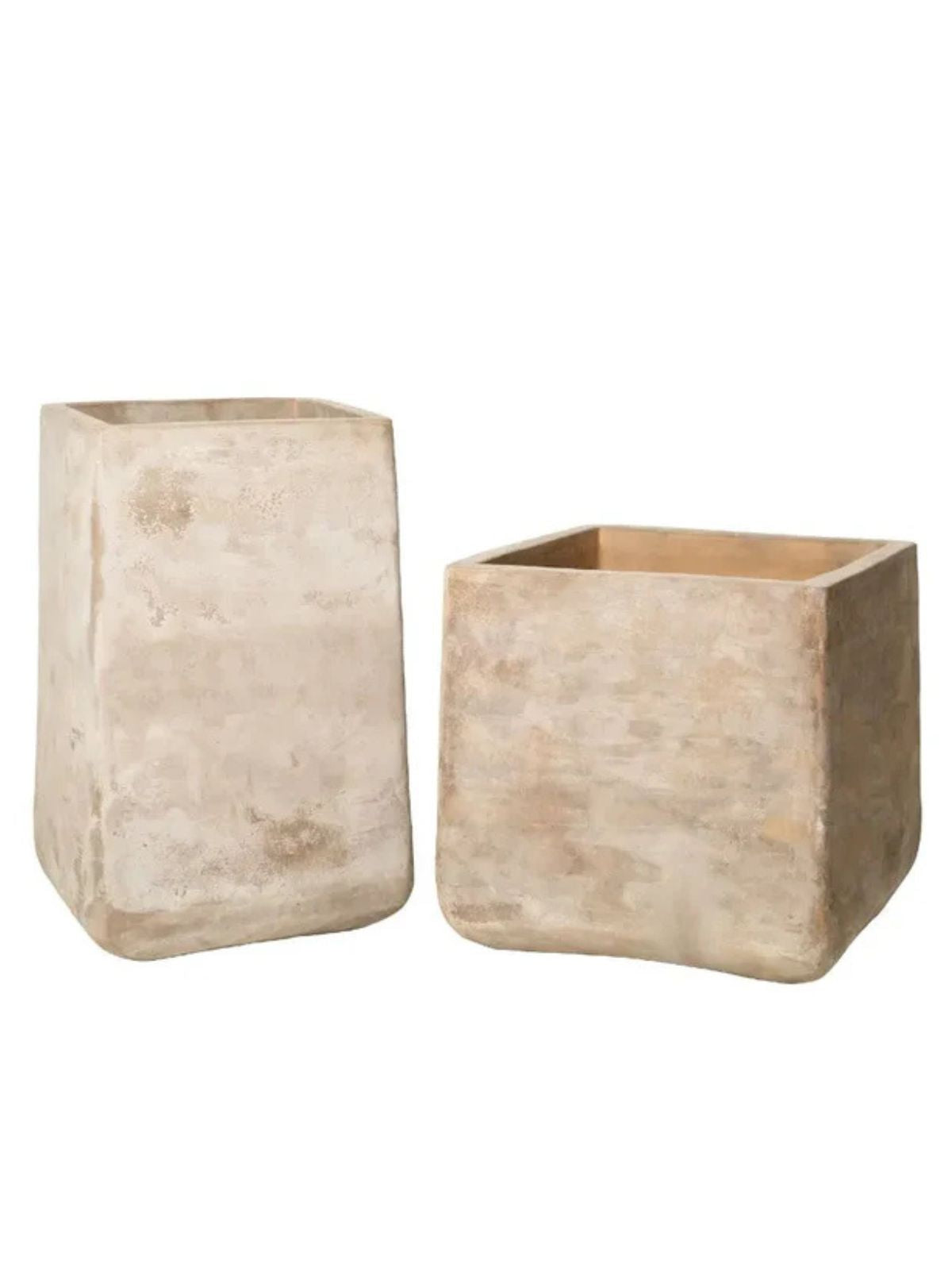 Two square stone planters pots 